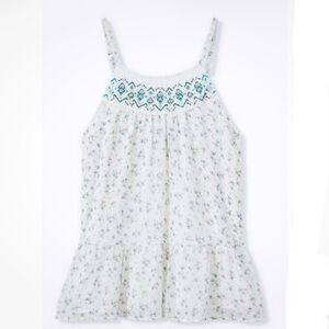 NWT Torrid Plus Sz 1 (1X) 14-16 White/Blue Floral Crinkled Chiffon Relaxed Cami